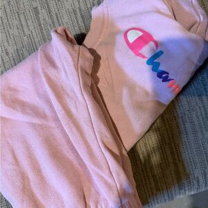Champion Light Pink Pullover with Multicolor Logo